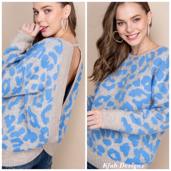 ❤️LAST 1! Leopard Drop Shoulder Open Back Sweater - Picture 2 of 5
